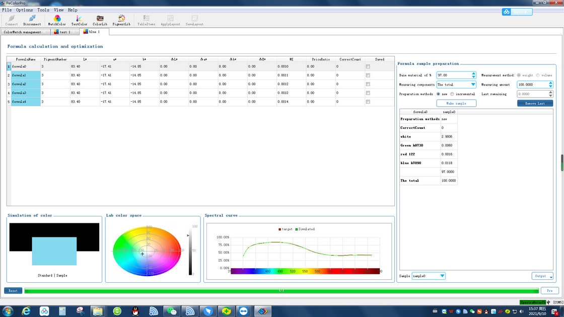 Computer Color Matching Spectra Spectral Curve Color Matching Software Lab Value YS6060 ...
