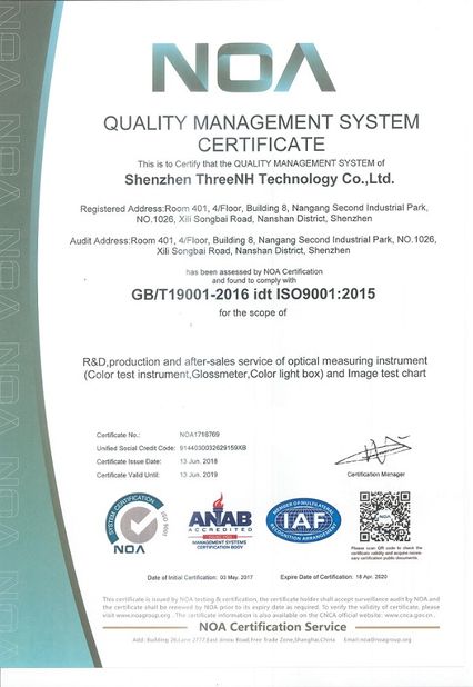 China Shenzhen ThreeNH Technology Co., Ltd. certification